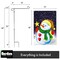 G128 Combo Pack: Garden Flag Stand Black 36x16 Inch & Garden Flag Snowman with Star 12x18 Inch